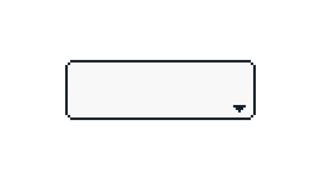 8-bit pixel art simple black and white dialogue with black arrow. looped animation 4k 30fps