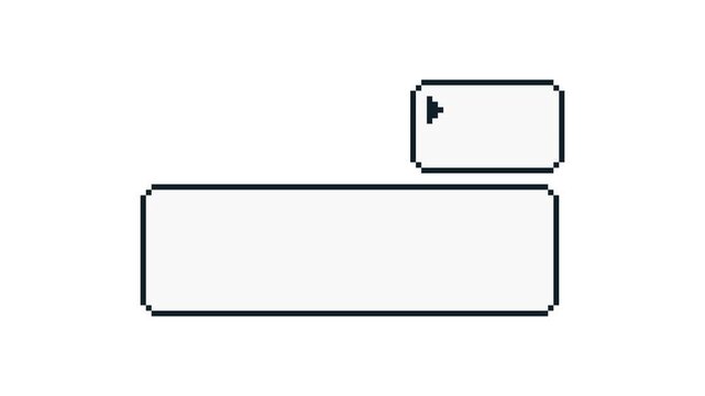 8-bit pixel art simple black and white dialogue with selection box. looped animation 4k 30fps