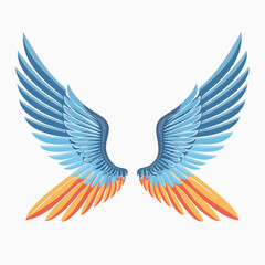 Obraz premium Stylized Blue Orange Wings Vector Graphic - Freedom Flight Symbol.