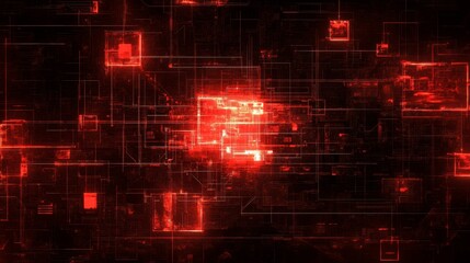 Dynamic red and black geometric square pattern background creating abstract visual texture design.