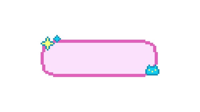 8-bit pixel art cute neon pink cat dialogue. looped animation 4k 30fps