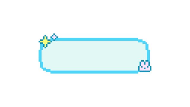 8-bit pixel art cute neon blue rabbit dialogue. looped animation 4k 30fps