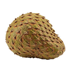 Fototapeta premium Closeup of a soursop fruit with detailed textured skin isolated on white background