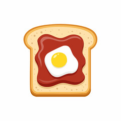 Delicious Fried Egg on Toast Cartoon Icon. Simple Breakfast Food Graphic.