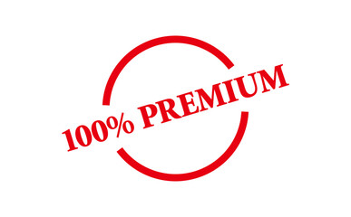 100% PREMIUM - Red Rubber Stamp with text 100% PREMIUM
