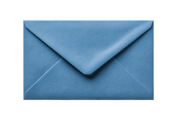 Blue textured envelope closed against a black background paper, Png, Isolated on Transparent Background, Cut Out