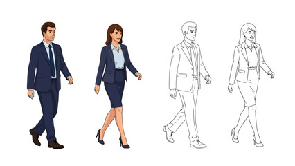 Fototapeta premium Business Professionals Walking in a Modern Office Environment