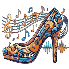 음악과 구두의 조화 클립아트