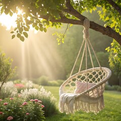 Hammock relaxing on beach garden and park