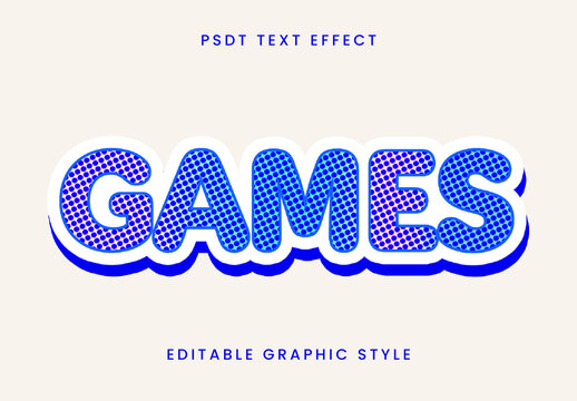 Blue And White Gradient Halftone Text Effect Comic Outline Font
