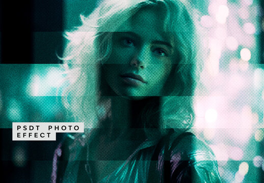 Blue And Green Geometric Mosaic Blur Photo Effect