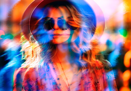Red And Blue Analog VHS Distortion Photo Effect