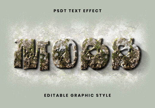 Gray And Green Moss Stone Text Effect Concrete Groovy Rough Font