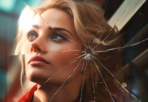 Golden Broken Glass Poster Photo Effect