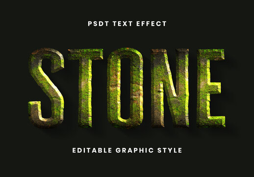 Green And Brown Moss Stone Text Effect Rocky Bevel Nature Font