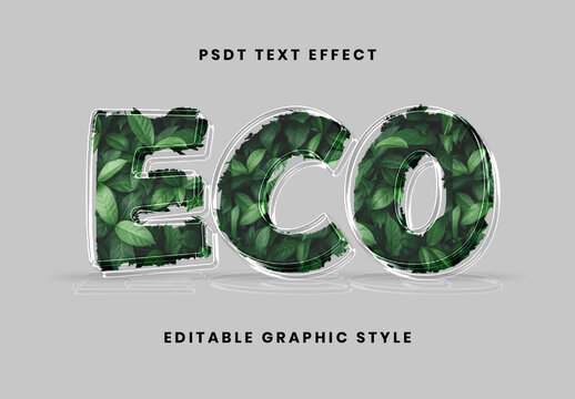 Green Eco Leafy Text Effect Transparent Botanical Font