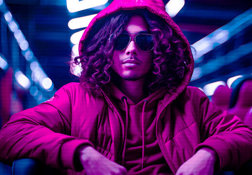 Pink And Blue Cyberpunk Color Grading Photo Effect