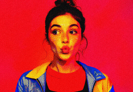 Red And Yellow Comic Halftone Dot Photo Effect