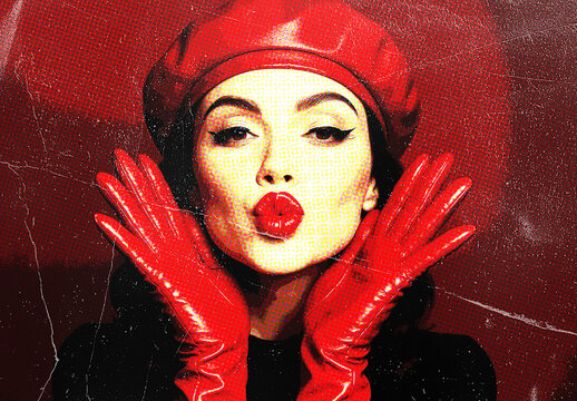 Red And Black Comic Halftone Dot Photo Effect