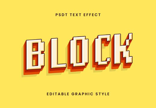 Yellow And Red 3D Block Letter Text Effect Retro Pixel Layered Font