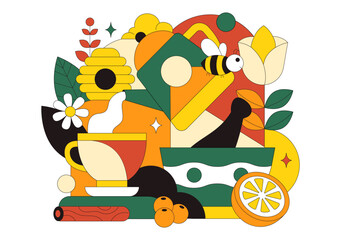 Herbal Tea Vector Illustration Featuring Chamomile Leaves as a Healthy Green Drink With a Flower Blend To Boost Endurance In a Flat Cartoon Background