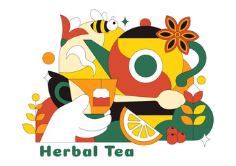 Herbal Tea Vector Illustration Featuring Chamomile Leaves as a Healthy Green Drink With a Flower Blend To Boost Endurance In a Flat Cartoon Background