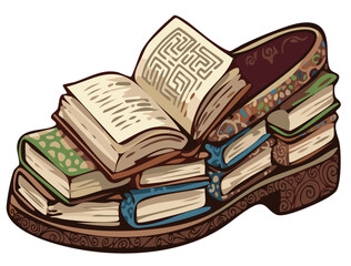 신발과 책의 조화 클립아트