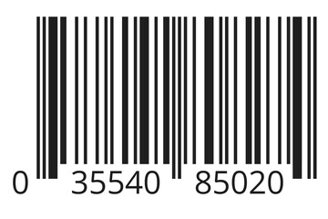 Bar code icon isolated on transparent background with a shadow effect, digital number display for product identification