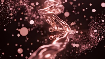 Dna Molecule Rotating With Particle Effect in a Abstract 3d Render - Powered by Adobe