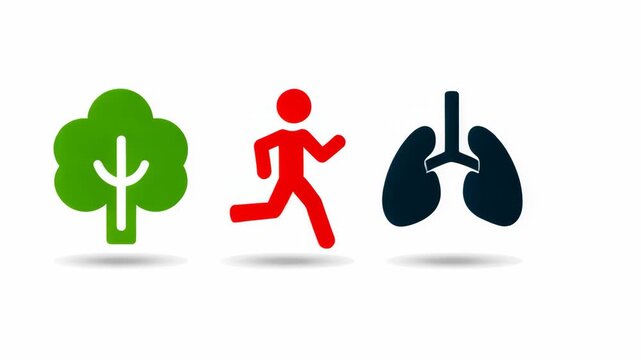 Animated sequence of running for health emphasizing fitness, nature, and wellness