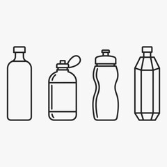 Set of water bottles with a white background design.