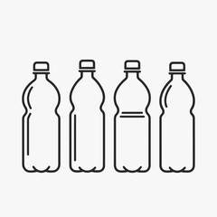 Set of water bottles with a white background design.