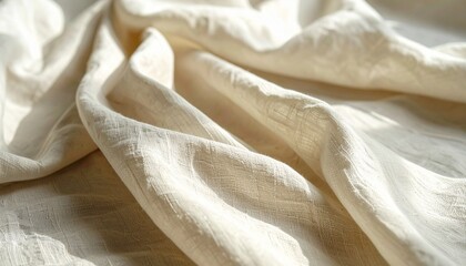 A soft linen fabric spread naturally with warm ambient light, gentle folds and clean space ideal for card, print or branding overlays.
