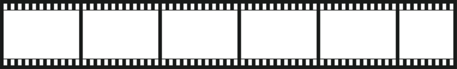 Film strip transparent icon. Cinema or movie roll with frames. Video or movie filmstrip overlay, cinema or photograph camera long film strip with transparent screen 