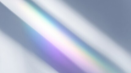 Soft light casting a colorful rainbow spectrum on a smooth white surface, creating an ethereal atmosphere with gentle shadows and a serene ambiance for artistic inspiration