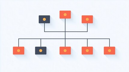 Flowchart illustration with interconnected nodes and circles, showcasing a structured layout for data organization and visual representation of information flow in a modern design