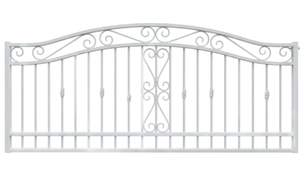 White Wrought Iron Gate Isolated on White