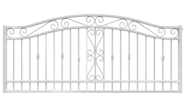 White Wrought Iron Gate Isolated on White