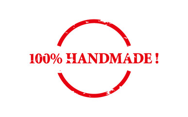 100% HANDMADE ! - 100% HANDMADE ! text written on Red Rubber Stamp 
