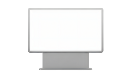 Blank white digital display screen on a pedestal