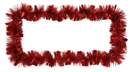 A red tinsel garland with a png transparent