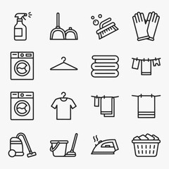 A set of cleaning and laundry icons design.