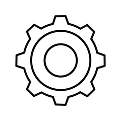 Settings Gear Vector Icon. Cogwheel and Configuration Line Art Symbol for Technical Support and Options.
