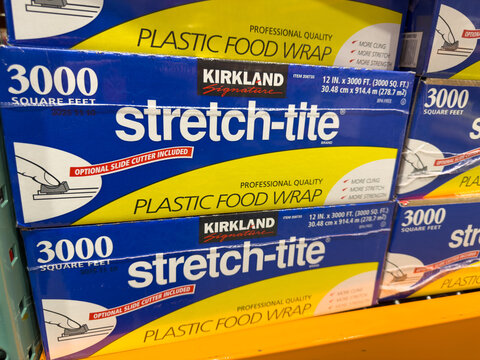 Kirkland Signature Stretch Tite Plastic Food Wrap Box Display at Costco