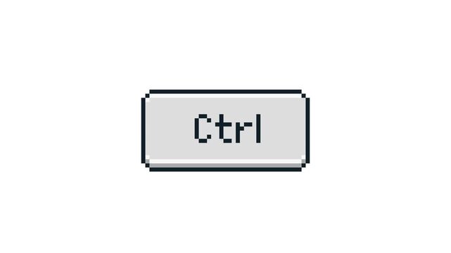 8-bit pixel art control keyboard button. looped animation 4k 30fps
