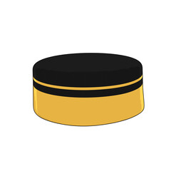 Illustrated yellow and black traditional cap representing cultural headwear, festive attire, ethnic heritage, and ceremonial fashion used in traditional celebrations and cultural events.
