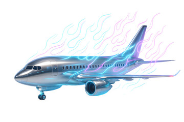 Futuristic High-Tech Airplane Model &mdash; Holographic Neon Flame Effects