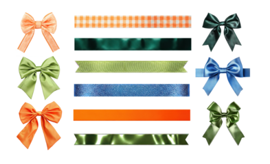 A collection of bow and ribbon elegant illustration is perfect for gift wrapping designs, holiday cards, or festive decoration projects.