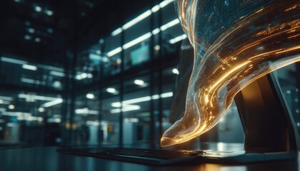 Data Stream Flowing into Device in Modern City.