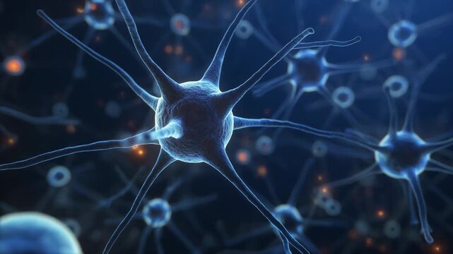 Neurological 3D Animation of Brain Neurons Fading and Dying Alzheimer Concept